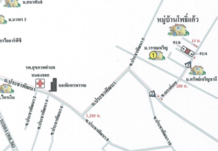 บ้านเดี่ยว 1 ชั้น หมู่บ้าน โพธิ์แก้ว ระยอง 44.2 ตร.ว.
