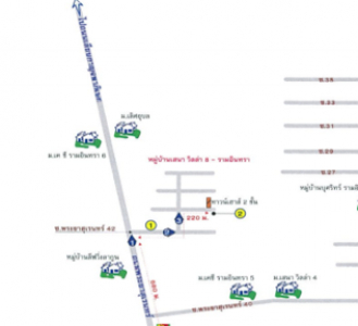 ทาวน์เฮ้าส์ 2 ชั้น หมู่บ้าน เสนาวิลล่า 8 รามอินทรา กรุงเทพฯ 19.5 ตร.ว.