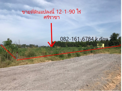 ที่ดินเปล่า ติดมอเตอร์เวย์ ชลบุรี เพียง 500 เมตร ถนนบ้านไร่หนึ่ง-วัดหนองปรือ อ.ศรีราชา จ.ชลบุรี  12ไร่+