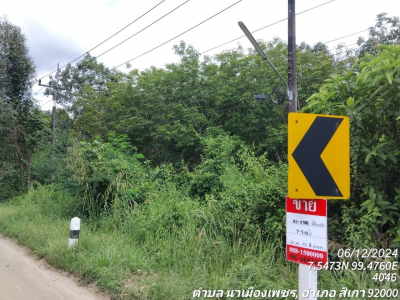 ที่ดินว่างเปล่า ซ.ถนนสายห้วยน้ำดำ-หนองไม้ไผ่ ถ.สายตรัง-สิเกา (4046)   ต.นาเมืองเพชร อ.สิเกา จ.ตรัง เนื้อที่ 12-3-25.1