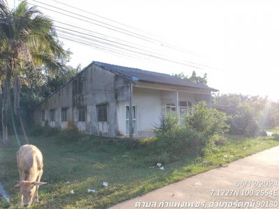 บ้านพักชั้นเดียว สานโรงพยาบาล-คลองไม้ไฝ่ อ.กำแพงเพชร ต.รัตภูมิ จ.สงขลา เนื้อที่ 65 วา