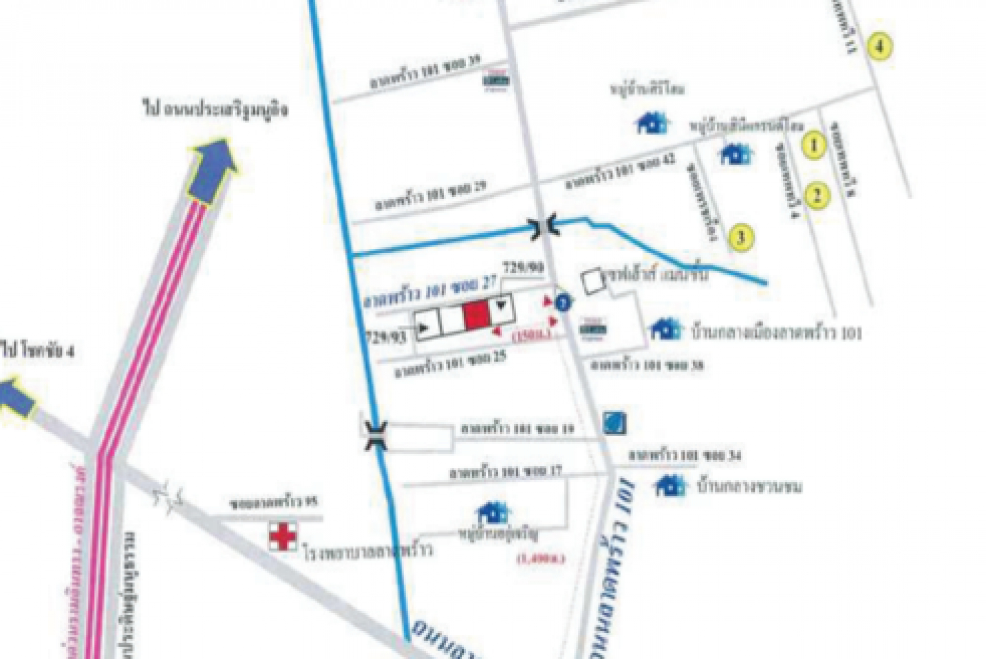 บ้านเดี่ยว  ถนนลาดพร้าว 101 ซอย 27 จ.กรุงเทพฯ 104 ตร.ว.